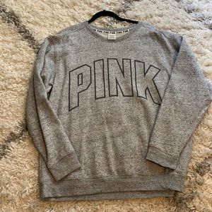 PINK heathered grey sweatshirt
